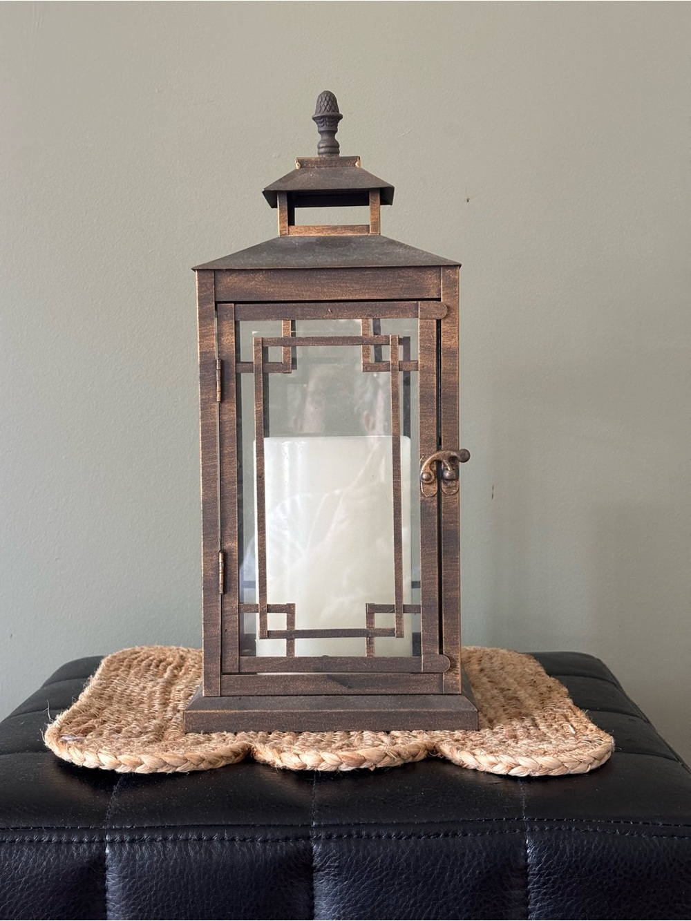 Rustic Mission Style Antique Bronze Finish Metal Lantern